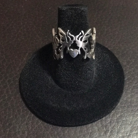 Sterling Silver Jewelry - Sterling Silver Fairy Butterfly Cut Out Ring with hearts. Size 6.5